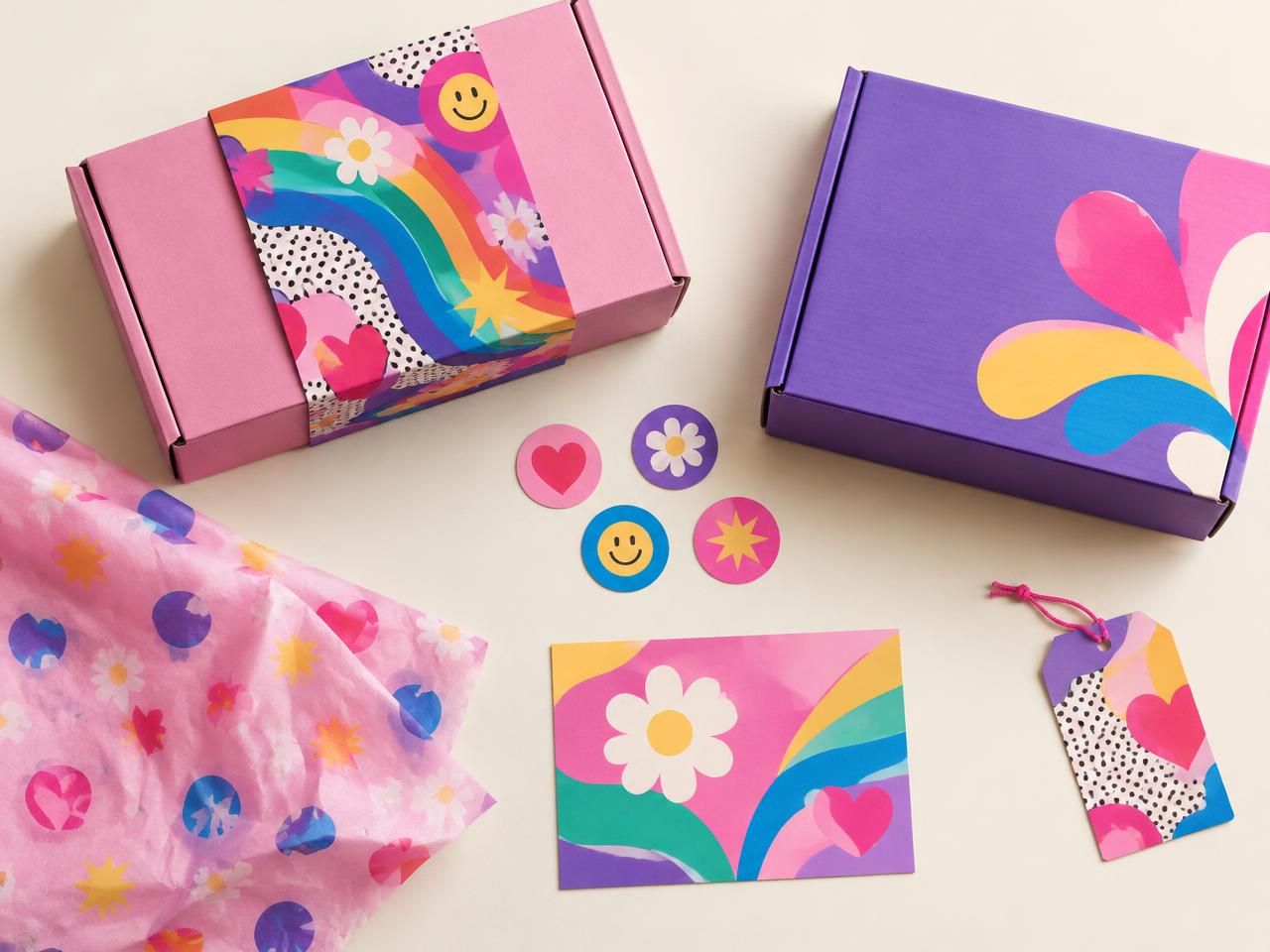 Branding concept: Kaye’s Shackkk boxes, tissue, stickers and cards